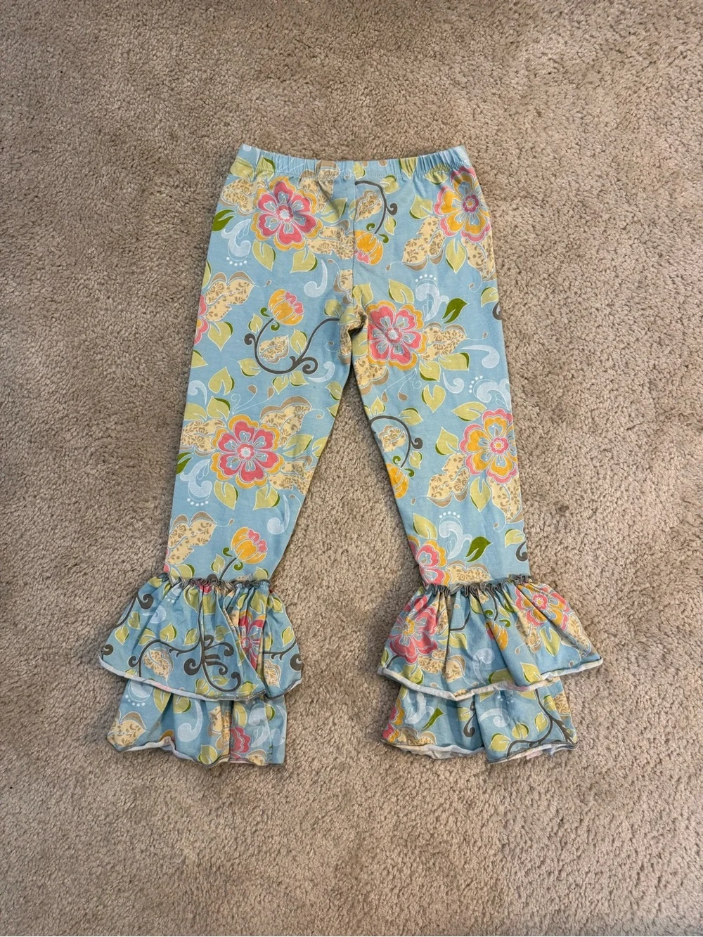 Vintage Mustard Pie 70s Style Girls’ Floral Ruffle Leggings Pants